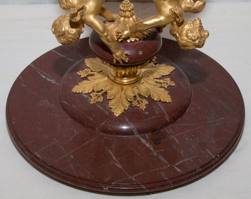 Antiquités - Coupe en bronze doré et marbre rouge royal Epoque Napoléon III
