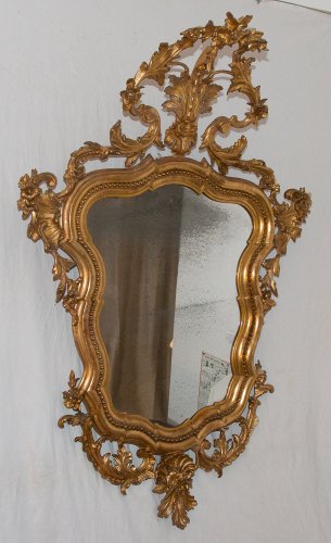 Miroir Italien en bois doré époque milieu XIXe - Miroirs, Trumeaux Style 