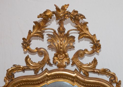 Miroir Italien en bois doré époque milieu XIXe - Galerie Lauretta