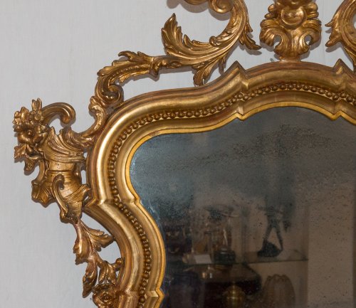  - Miroir Italien en bois doré époque milieu XIXe