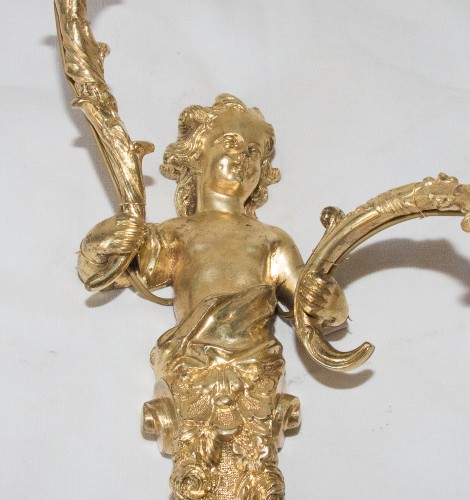Paire d'appliques en bronze doré époque fin XIXe siècle - Napoléon III