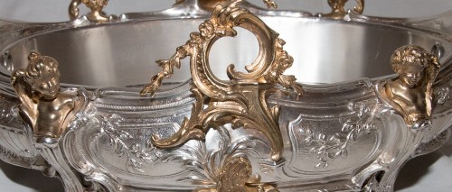 Jardinière en bronze argenté et doré époque Napoléon III - Galerie Lauretta