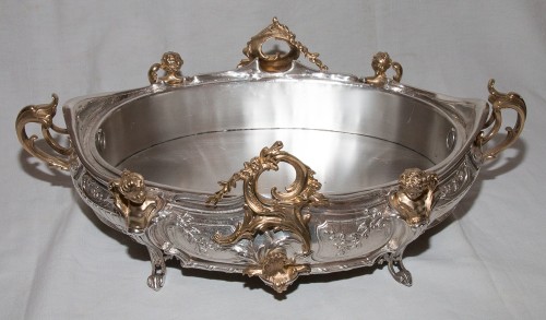 Antiquités - Jardinière en bronze argenté et doré époque Napoléon III