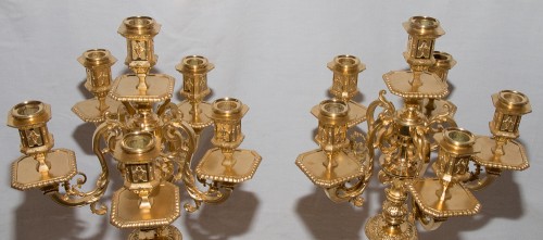 Paire de candélabres F Barbedienne époque Napoléon III - Luminaires Style Napoléon III