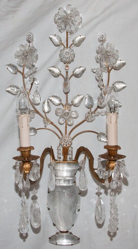 Antiquités - Paire d'Appliques en cristal de roche Maison Baguès Circa 1960