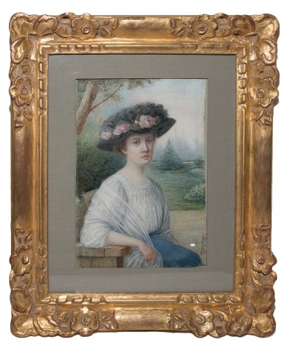 A Philippon Simonet (1862-1926) - Portrait d'une jeune élégante, datée 1910