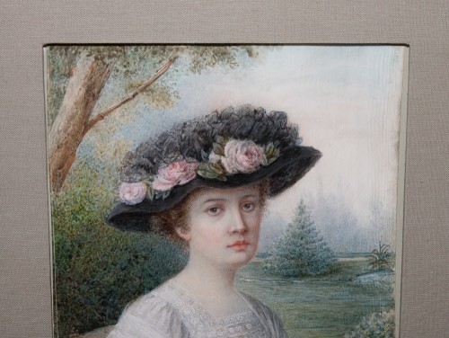XXe siècle - A Philippon Simonet (1862-1926) - Portrait d'une jeune élégante, datée 1910