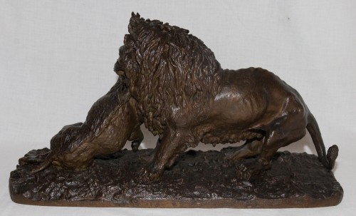 Lion entraînant un sanglier, daté 1836 - Christophe FRATIN (1801-1864) - 