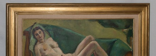 "Femme nue à la méridienne"- Jules CAVAILLES daté 1923 - Tableaux et dessins Style Art Déco
