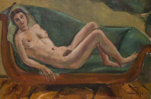 "Femme nue à la méridienne"- Jules CAVAILLES daté 1923 - Galerie Lauretta