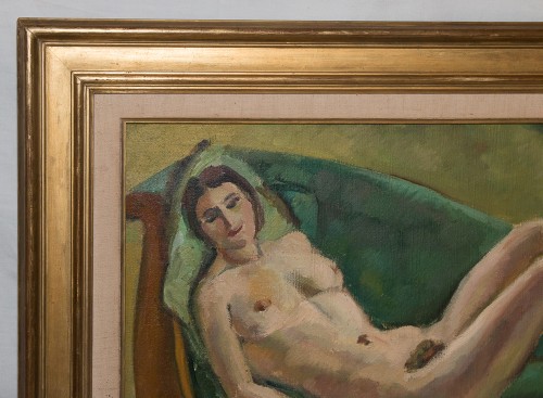 "Femme nue à la méridienne"- Jules CAVAILLES daté 1923 - Art Déco