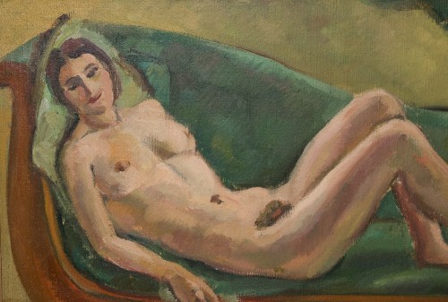 Antiquités - "Femme nue à la méridienne"- Jules CAVAILLES daté 1923