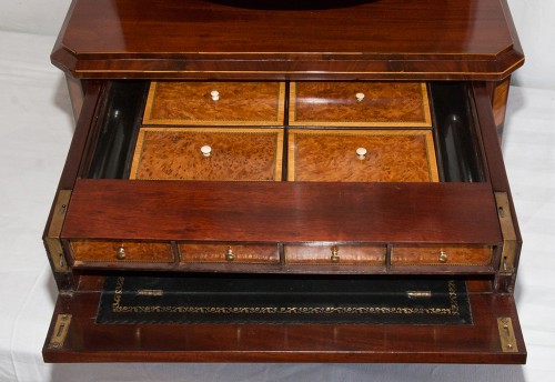 Antiquités - Cabinet de maîtrise à système Epoque Biedermeier 1815-1848