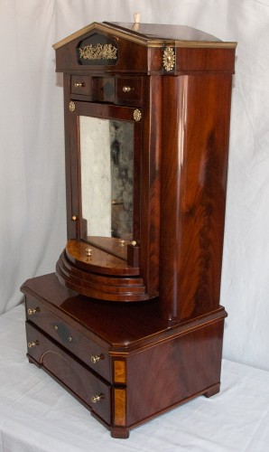 Antiquités - Cabinet de maîtrise à système Epoque Biedermeier 1815-1848