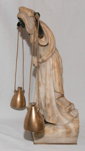 Sculpture Sculpture en Marbre - La porteuse d’eau en albâtre et bronze Dominique ALONZO
