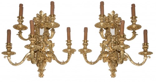 Pair of Napoleon III period bronze wall lights Signed Henri Picard