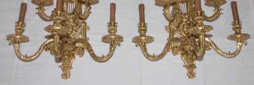Paire d’appliques en bronze Napoléon III Signée Henri Picard - Luminaires Style Napoléon III