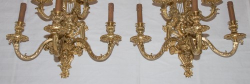 Pair of Napoleon III period bronze wall lights Signed Henri Picard - Lighting Style Napoléon III