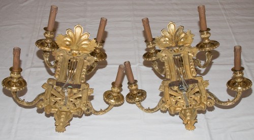 Pair of Napoleon III period bronze wall lights Signed Henri Picard - 