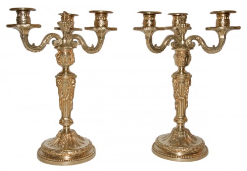 Paire de chandeliers en bronze doré Henri PICARD