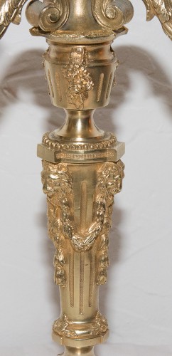 Luminaires Bougeoirs et Chandeliers - Paire de chandeliers en bronze doré Henri PICARD