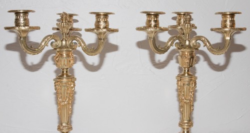 Napoléon III - Paire de chandeliers en bronze doré Henri PICARD