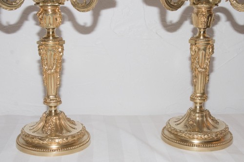 Antiquités - Paire de chandeliers en bronze doré Henri PICARD
