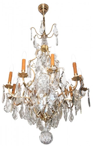 Lustre cage en bronze et cristal circa 1880