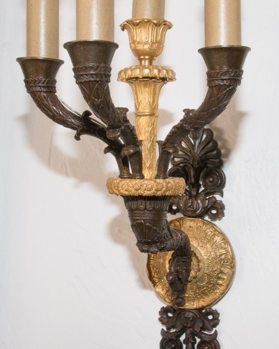 XIXe siècle - Paire d’appliques en bronze époque Empire