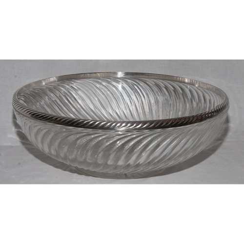 Antiquités - Grande coupe baccarat et argent massif fin XIXe