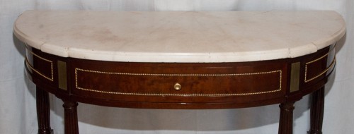 Mobilier Console - Console demi-lune en acajou époque Louis XVI