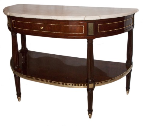 18th century - Louis XVI Half moon mahogany console