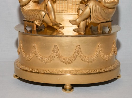 Pendule de bibliothèque en bronze doré époque Empire - Empire