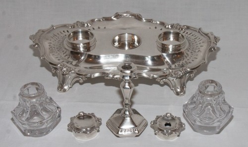 Victorian silver inkwell - Antique Silver Style 