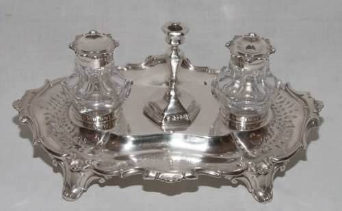 Victorian silver inkwell - 
