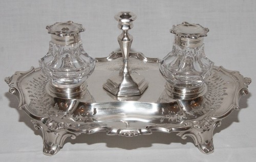 Victorian silver inkwell - 