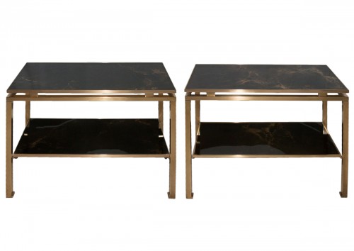 Pair of sofa ends tables by Guy LEFEVRE  for JANSEN circa 1970