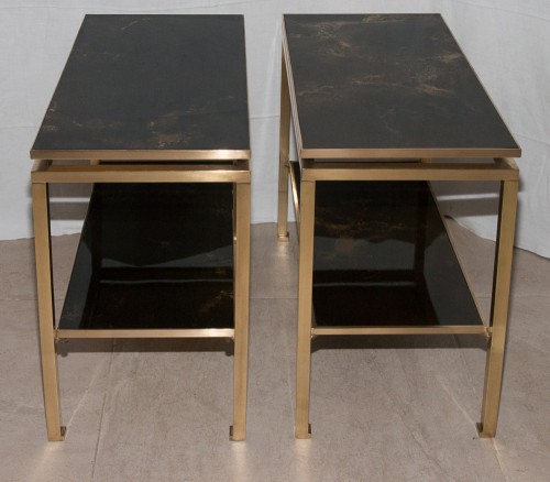Antiquités - Pair of sofa ends tables by Guy LEFEVRE  for JANSEN circa 1970