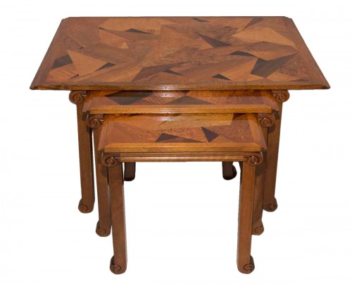 E Gallé - Nesting tables with geometrical decor