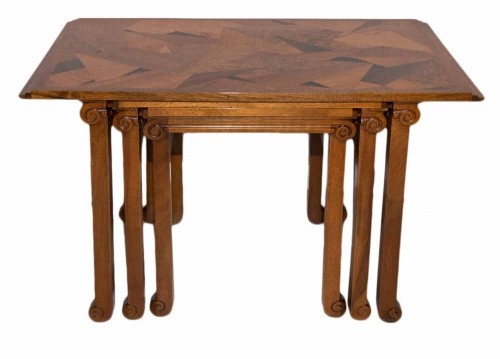 E Gallé - Nesting tables with geometrical decor - Furniture Style Art Déco
