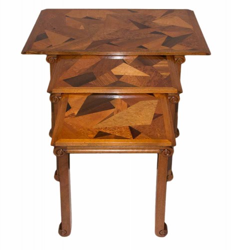 E Gallé - Nesting tables with geometrical decor - 