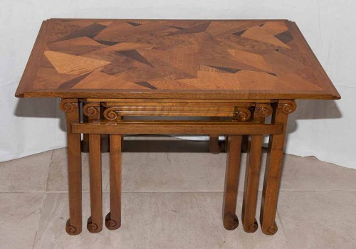 20th century - E Gallé - Nesting tables with geometrical decor