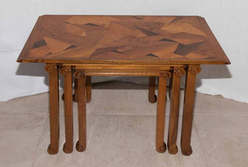 E Gallé - Nesting tables with geometrical decor - Art Déco