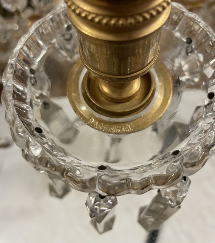 Lustre en bronze et cristal signé baccarat fin XIXe - Luminaires Style 
