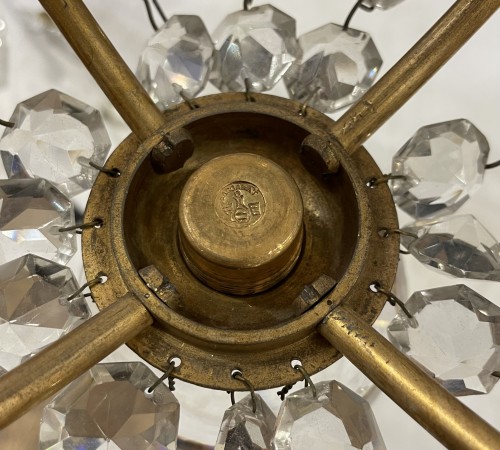 Luminaires Lustre - Lustre en bronze et cristal signé baccarat fin XIXe