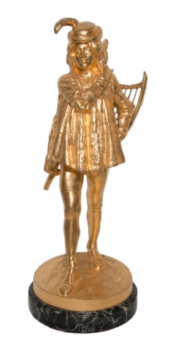 Ménestrel en bronze doré - E Frémiet (1824-1910)