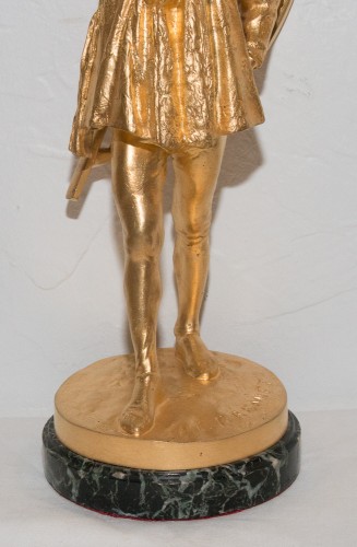 Sculpture Sculpture en Bronze - Ménestrel en bronze doré - E Frémiet (1824-1910)