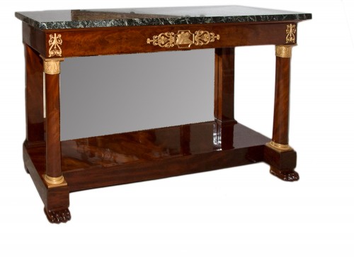 XIXe siècle - Console en acajou et bronze doré d'époque premier Empire