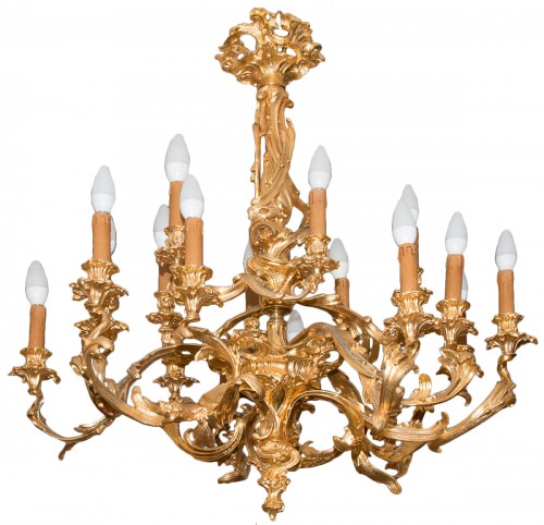 Rocaille chandelier in gilt bronze, Napoleon III period