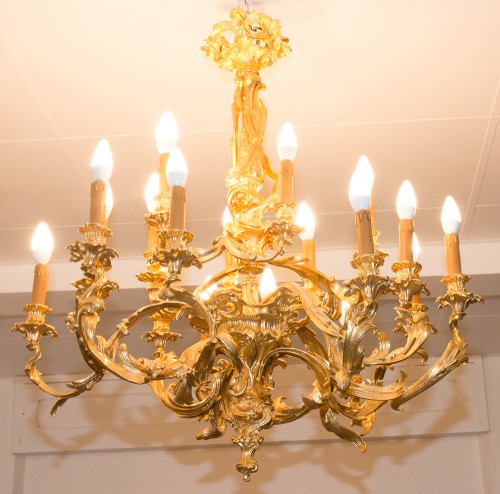 Rocaille chandelier in gilt bronze, Napoleon III period - Lighting Style Napoléon III